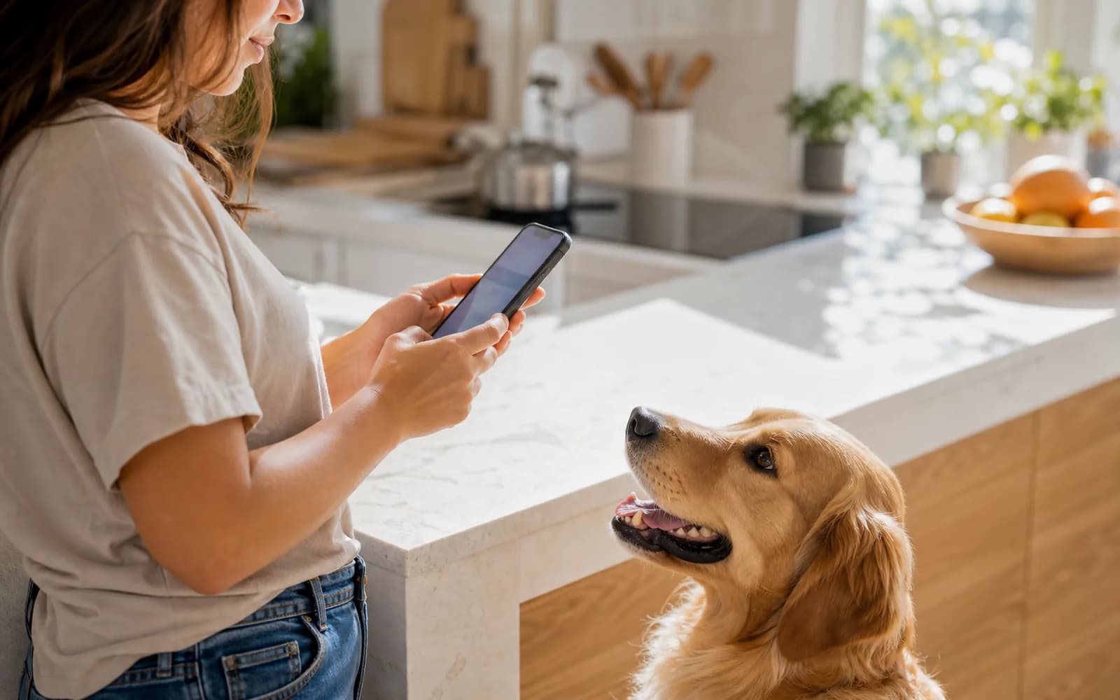 Persona configurando el cuidado de su mascota en la app